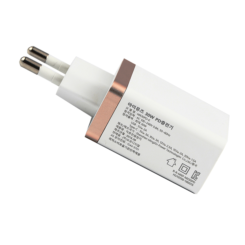 30WPD充電器過KC認證 TYPE-C+USB2.0兩口5V3A 9v3a 12V2.5A 15V2A 20V1.5A